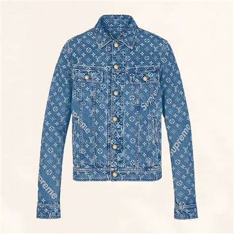 lv x supreme monogram denim shirt|supreme x louis vuitton jacket.